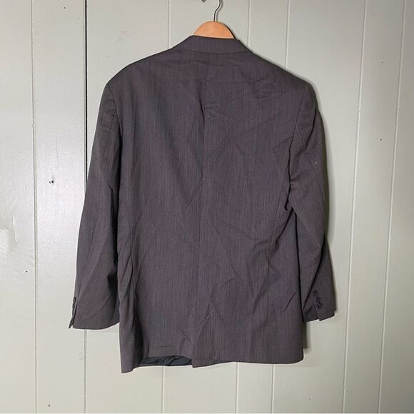 VTG DOUBLE BREASTED Yves Saint Laurent Mens 42R Gray Double Breasted Peak Blazer - Picture 2 of 10